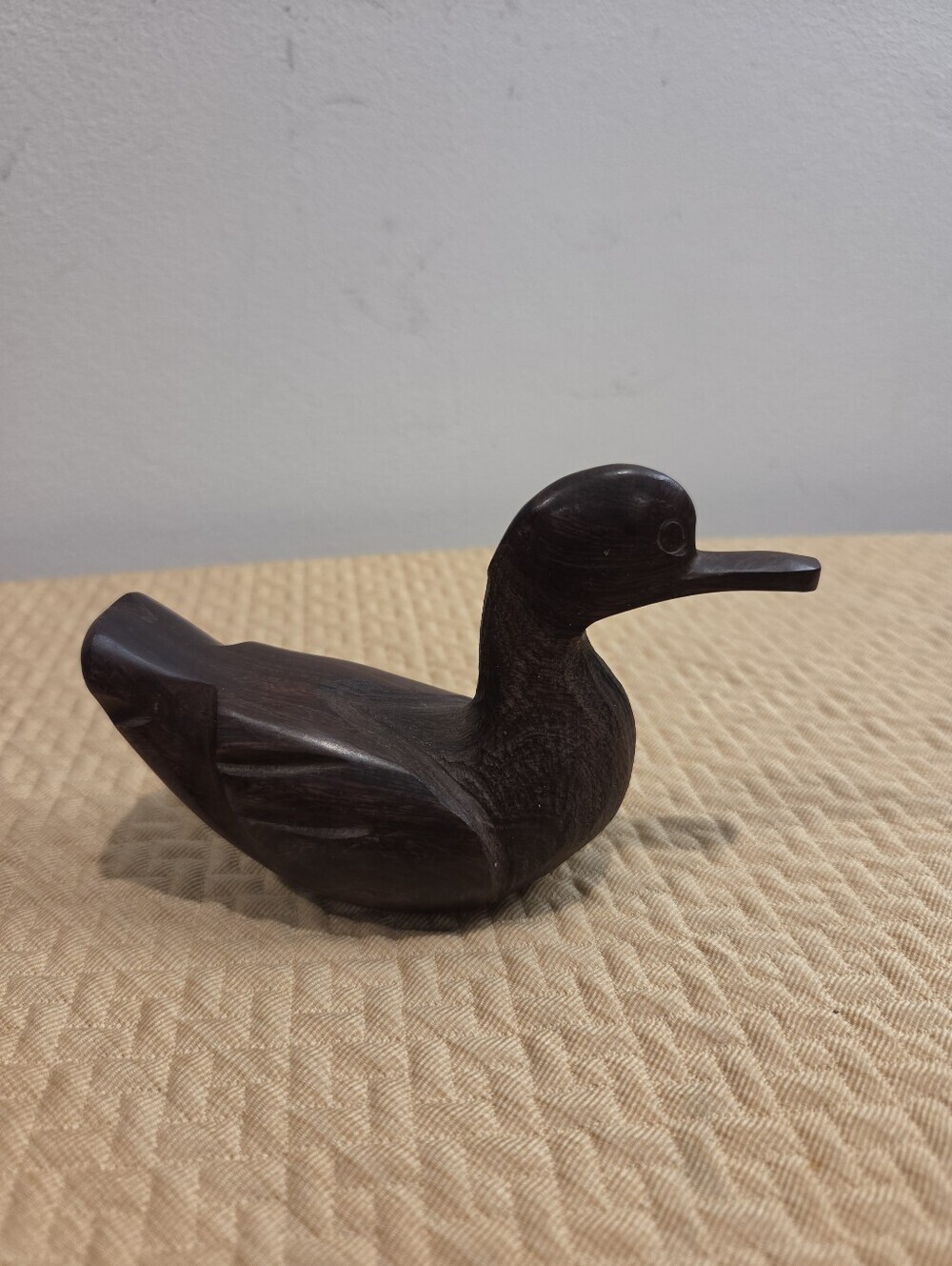 Hand Carved Rustic Dark Wooden Duck